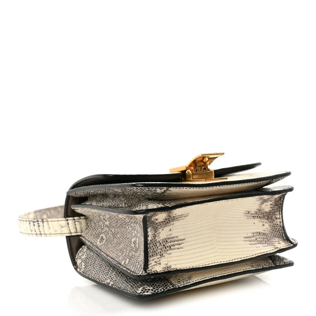 Lizard Small Classic Box Flap Bag Natural