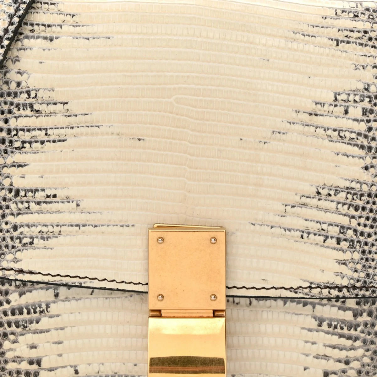 Lizard Small Classic Box Flap Bag Natural