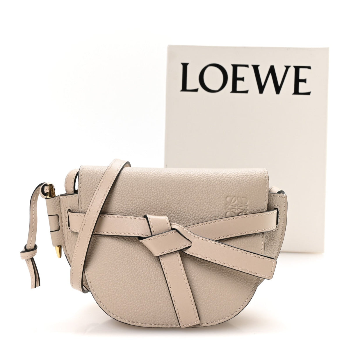 Grained Calfskin Mini Gate Crossbody Bag Light Oat