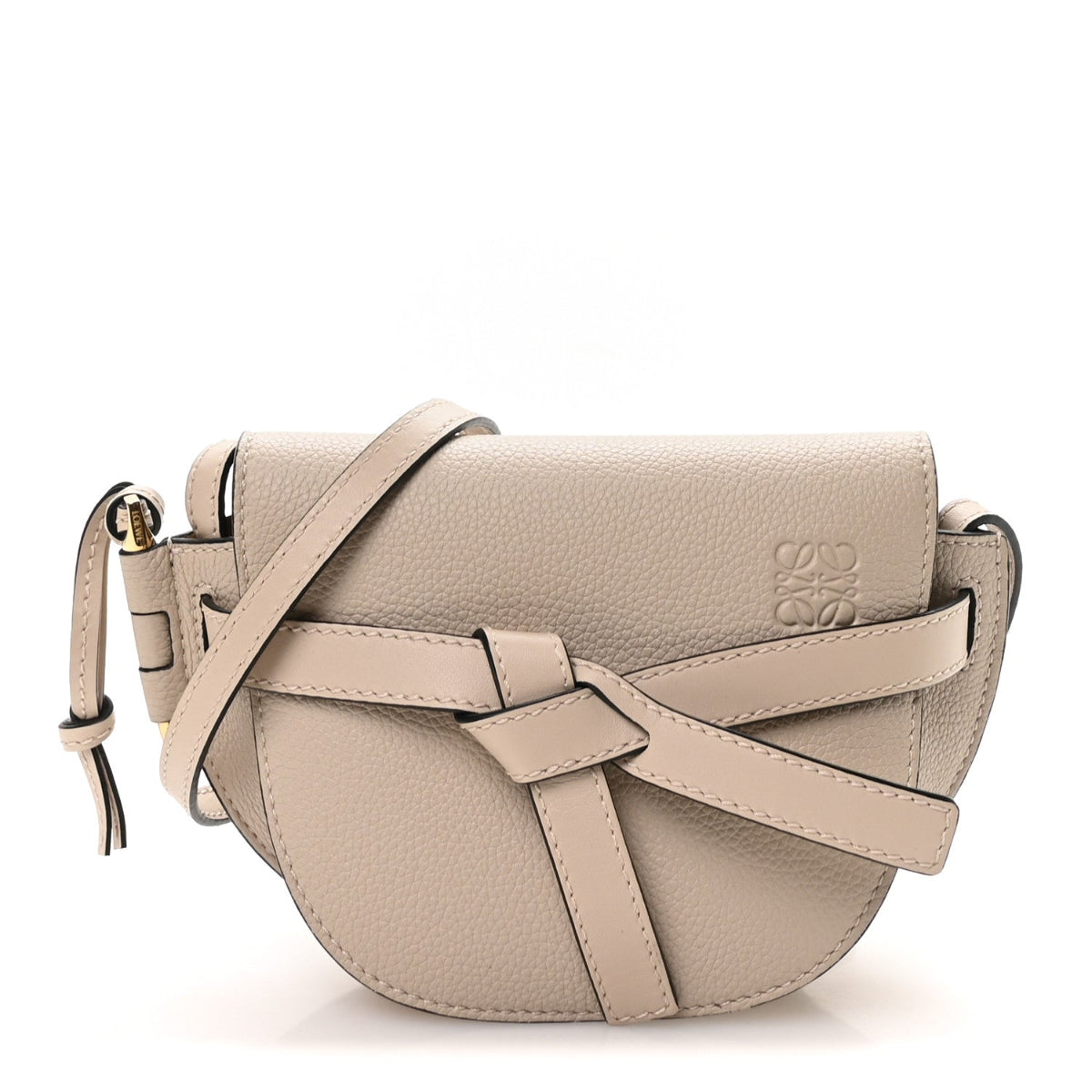 Grained Calfskin Mini Gate Crossbody Bag Light Oat