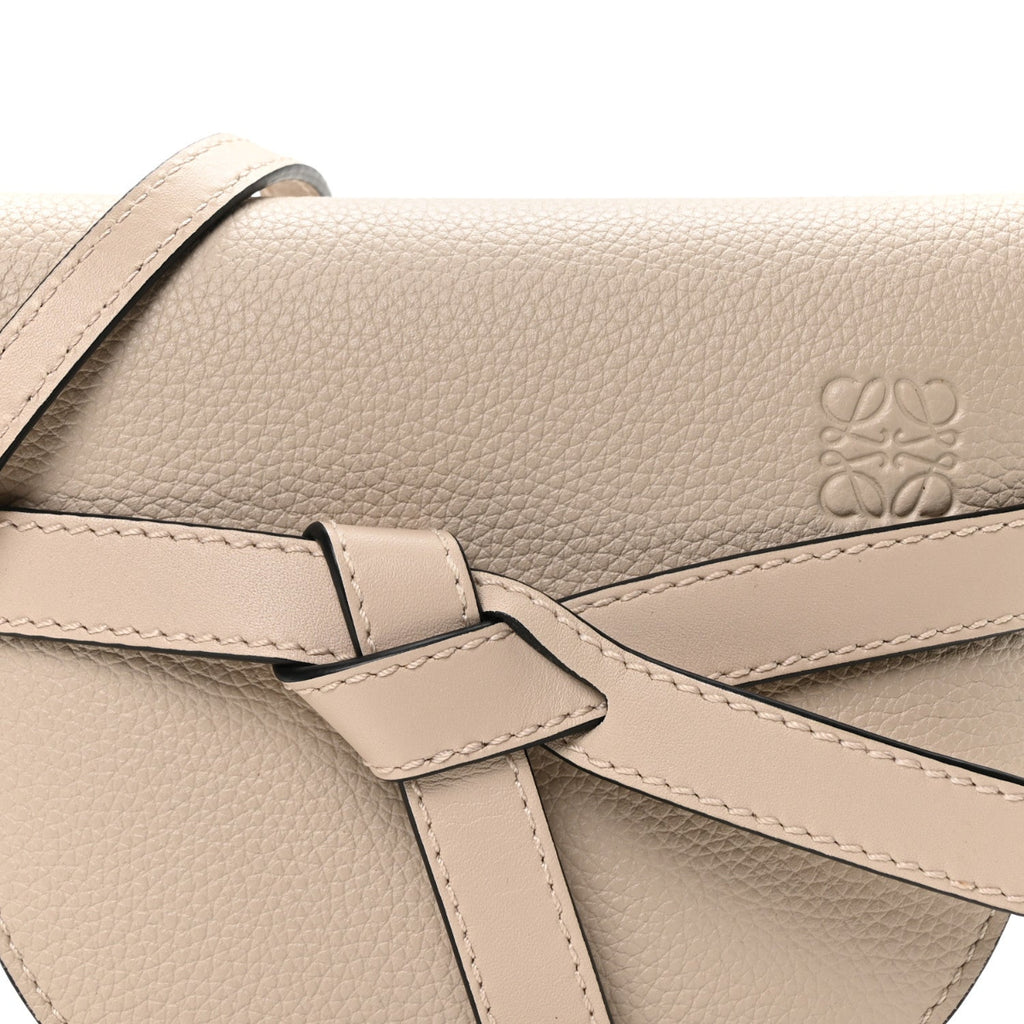 Grained Calfskin Mini Gate Crossbody Bag Light Oat
