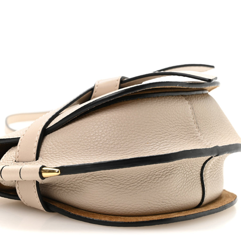 Grained Calfskin Mini Gate Crossbody Bag Light Oat