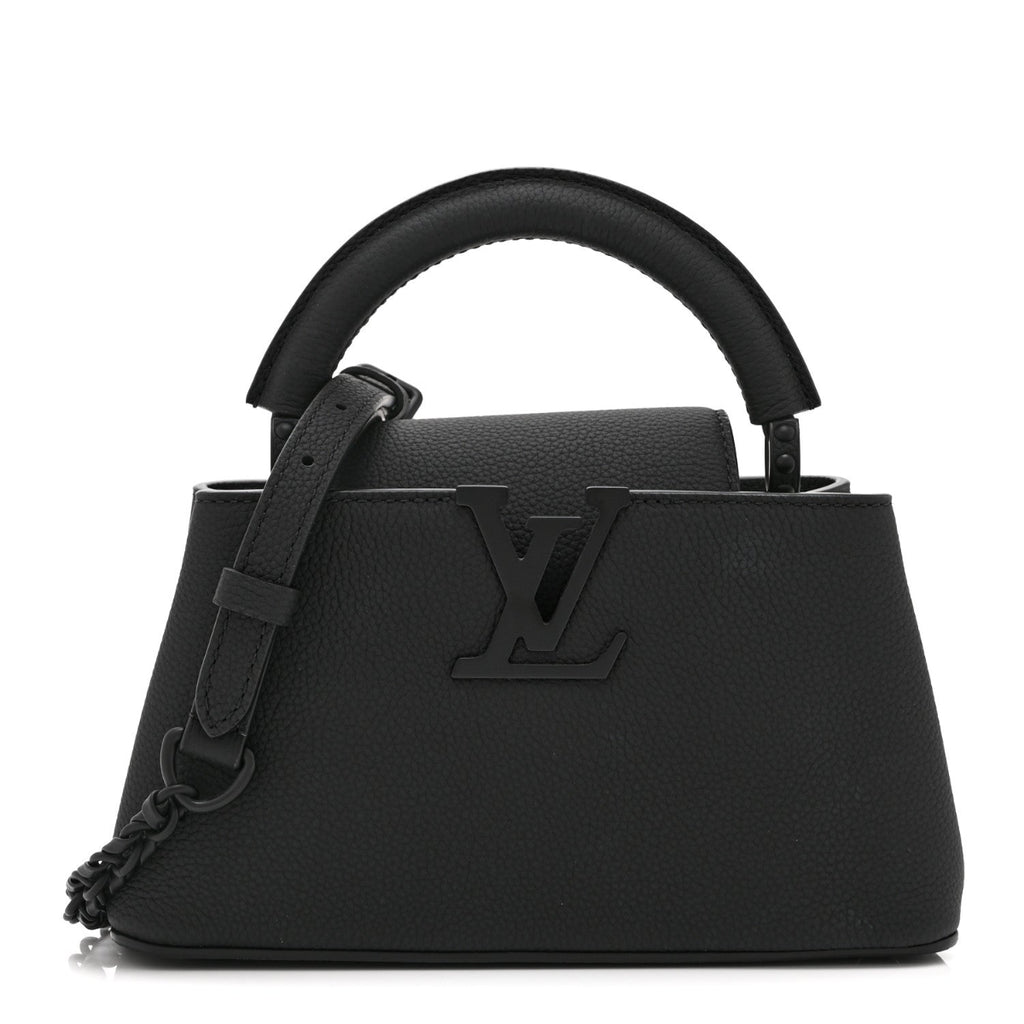Matte Taurillon Capucines East West Mini All Black