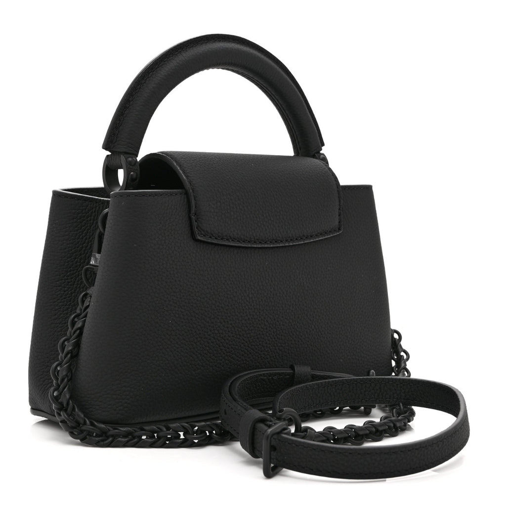 Matte Taurillon Capucines East West Mini All Black