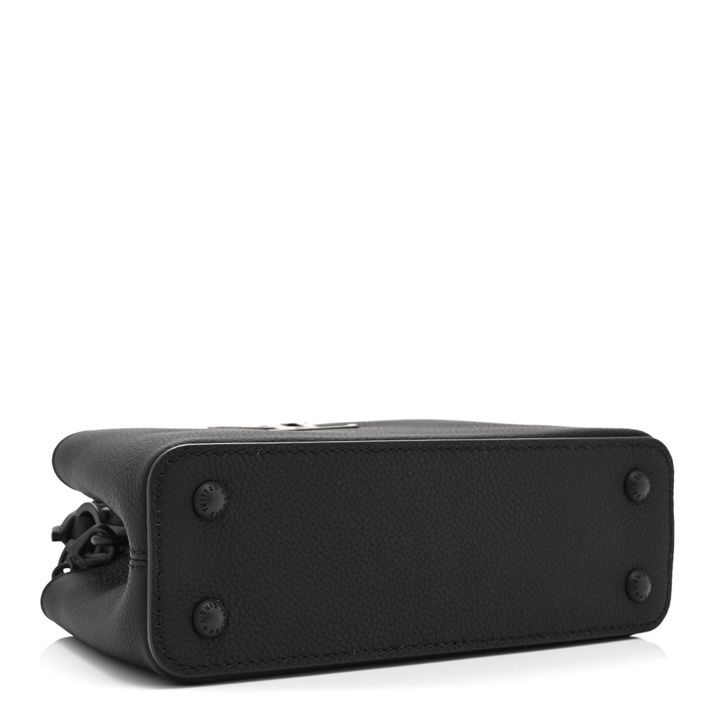 Matte Taurillon Capucines East West Mini All Black