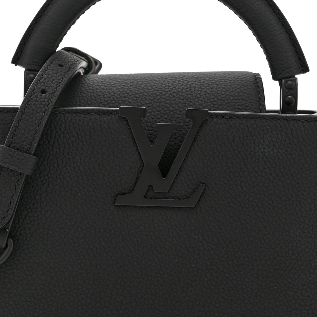 Matte Taurillon Capucines East West Mini All Black
