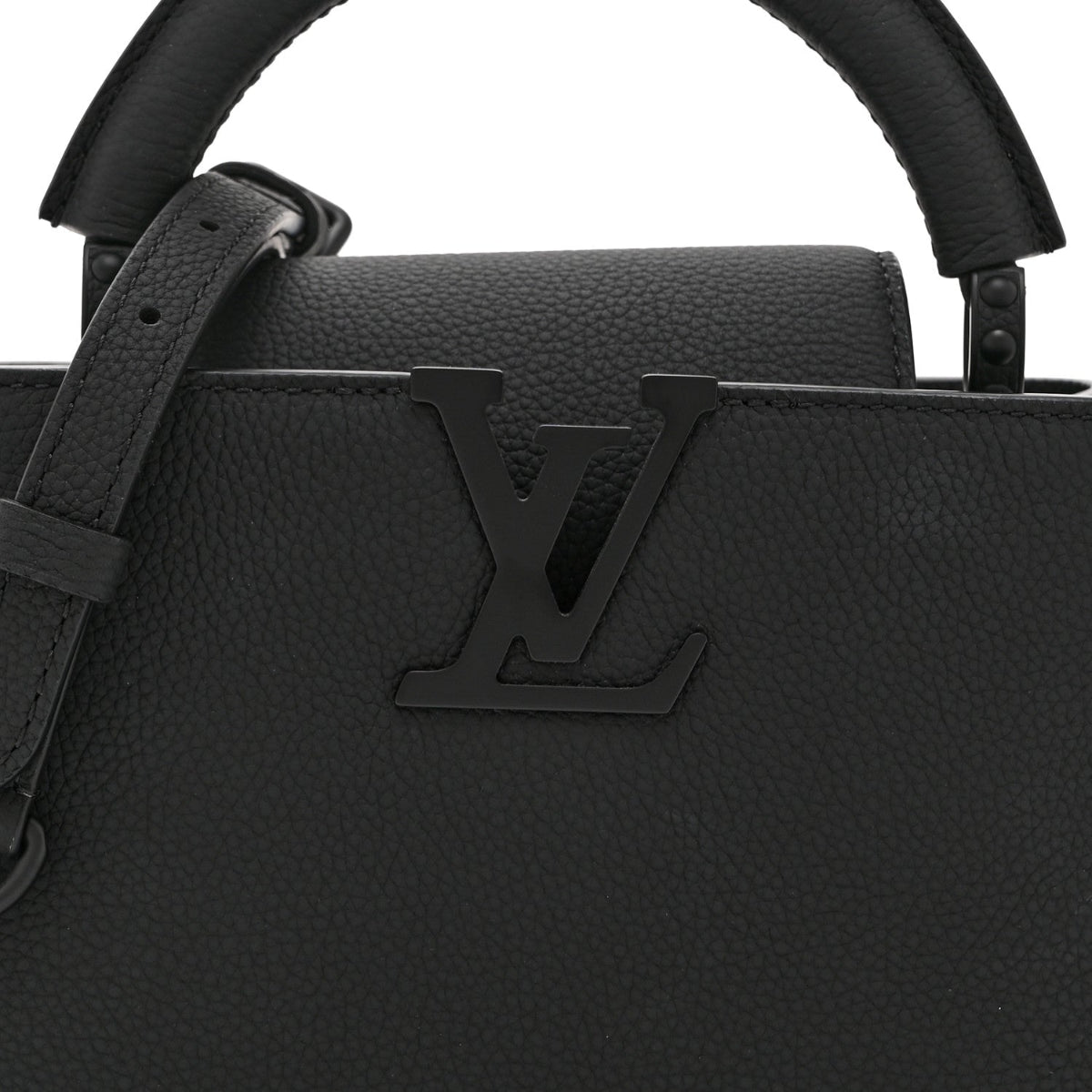 Matte Taurillon Capucines East West Mini All Black