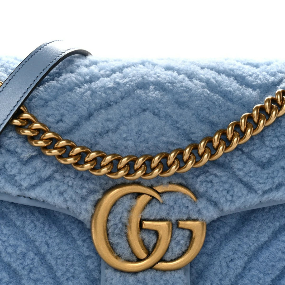 Merino Wool Matelasse Small GG Marmont Shoulder Bag Cadet Blue