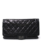 Metallic Aged Calfskin Quilted 2.55 Reissue 227 Flap So Black