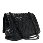Metallic Aged Calfskin Quilted 2.55 Reissue 227 Flap So Black