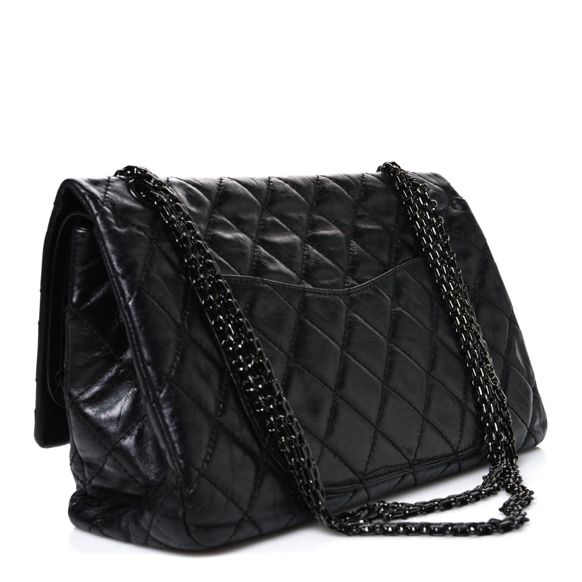 Metallic Aged Calfskin Quilted 2.55 Reissue 227 Flap So Black