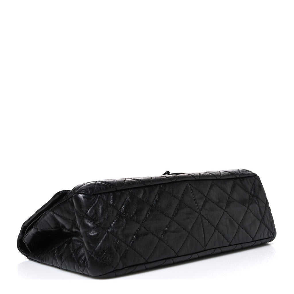 Metallic Aged Calfskin Quilted 2.55 Reissue 227 Flap So Black