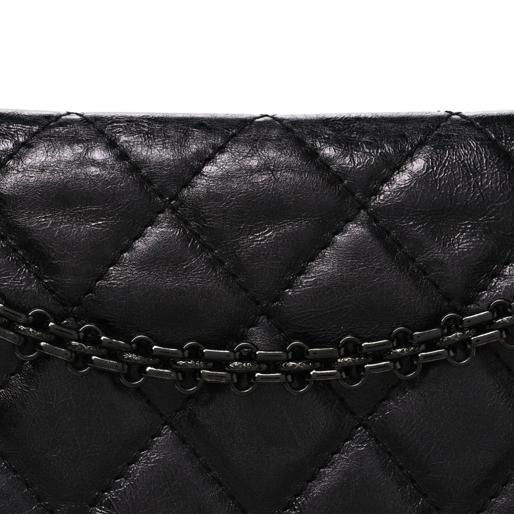Metallic Aged Calfskin Quilted 2.55 Reissue 227 Flap So Black