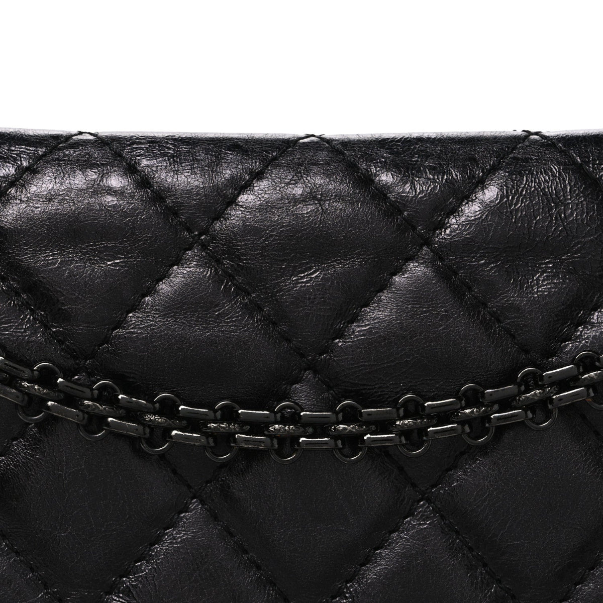 Metallic Aged Calfskin Quilted 2.55 Reissue 227 Flap So Black