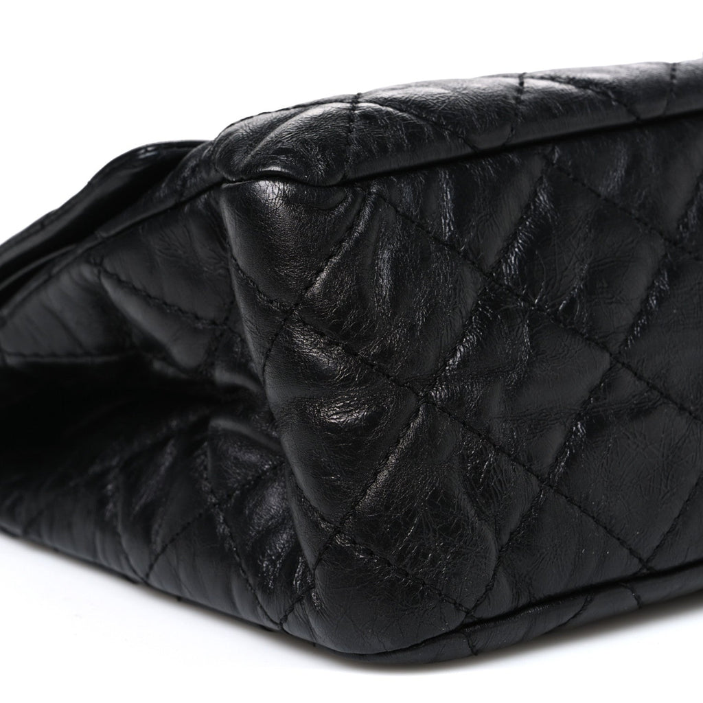 Metallic Aged Calfskin Quilted 2.55 Reissue 227 Flap So Black