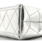 Metallic Aged Calfskin Quilted Nano Kelly Shopper Silvery