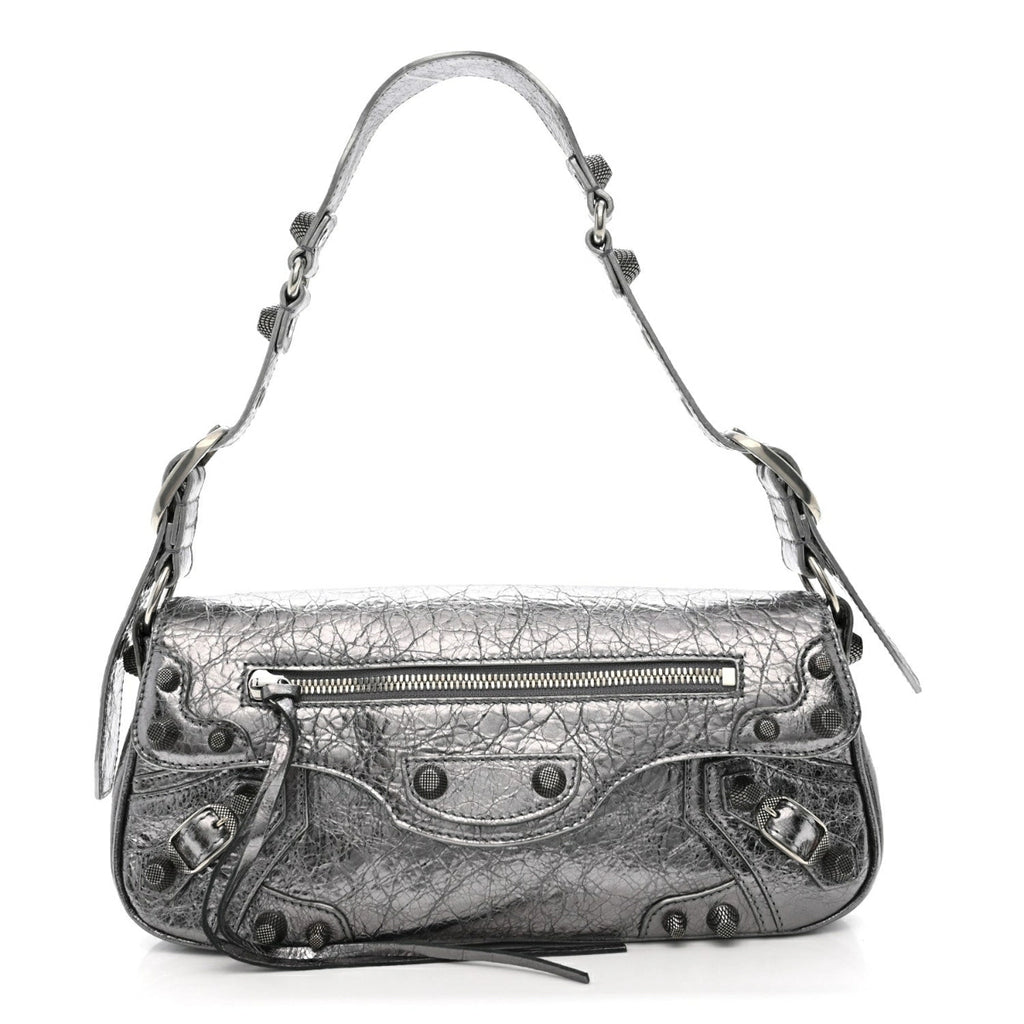 Metallic Agneau Arena Small Le Cagole Sling Bag Silver