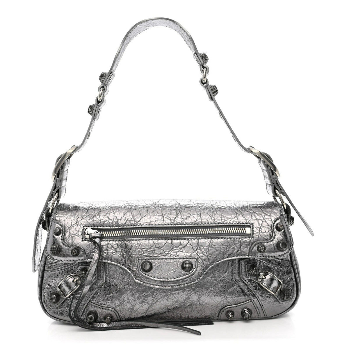 Metallic Agneau Arena Small Le Cagole Sling Bag Silver