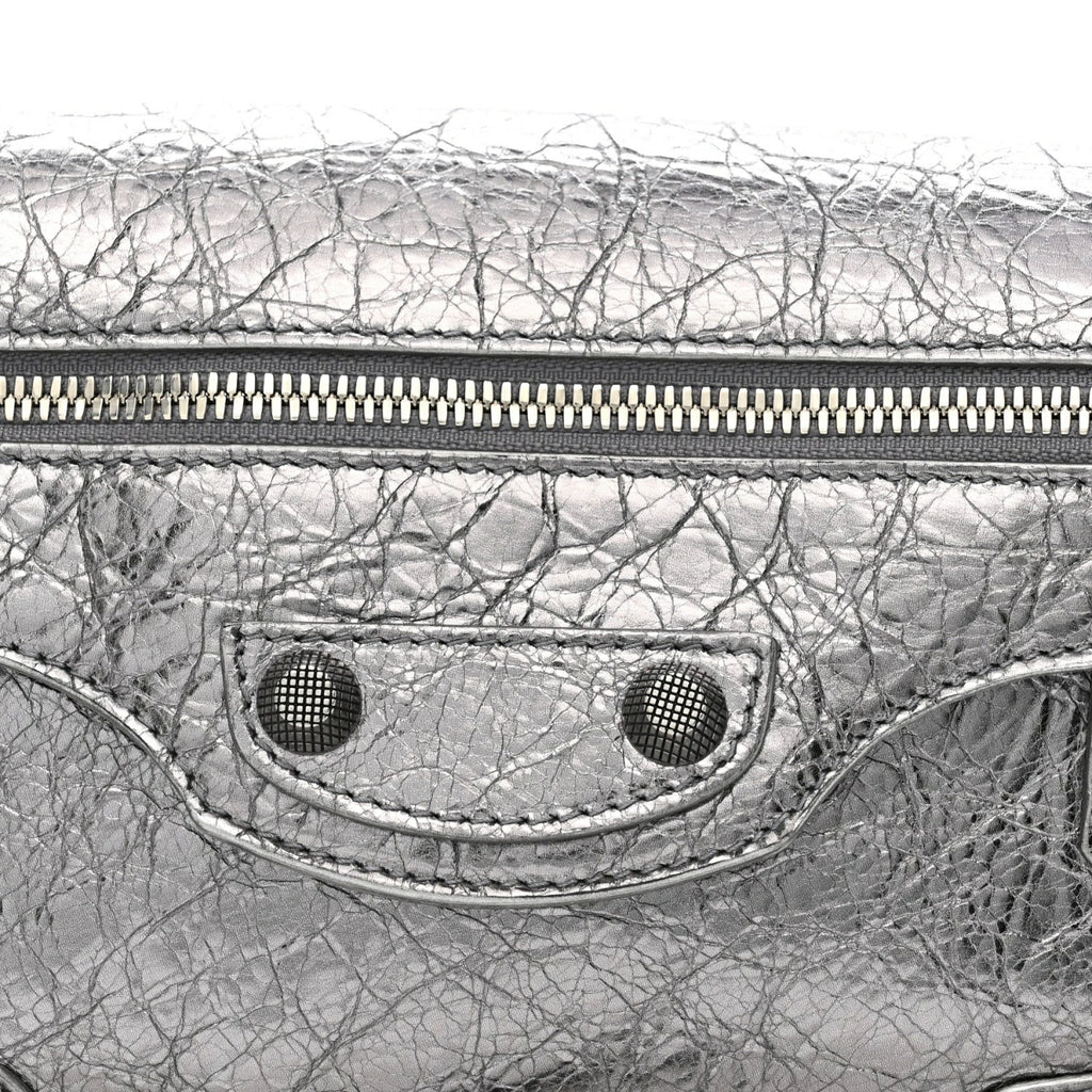 Metallic Agneau Arena Small Le Cagole Sling Bag Silver
