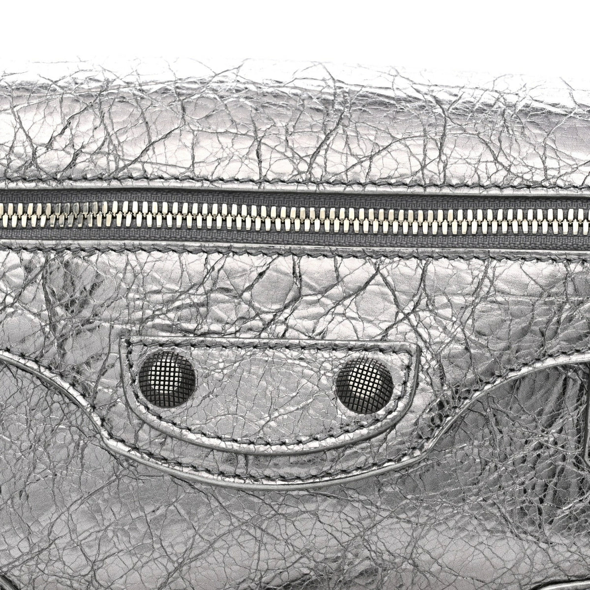 Metallic Agneau Arena Small Le Cagole Sling Bag Silver