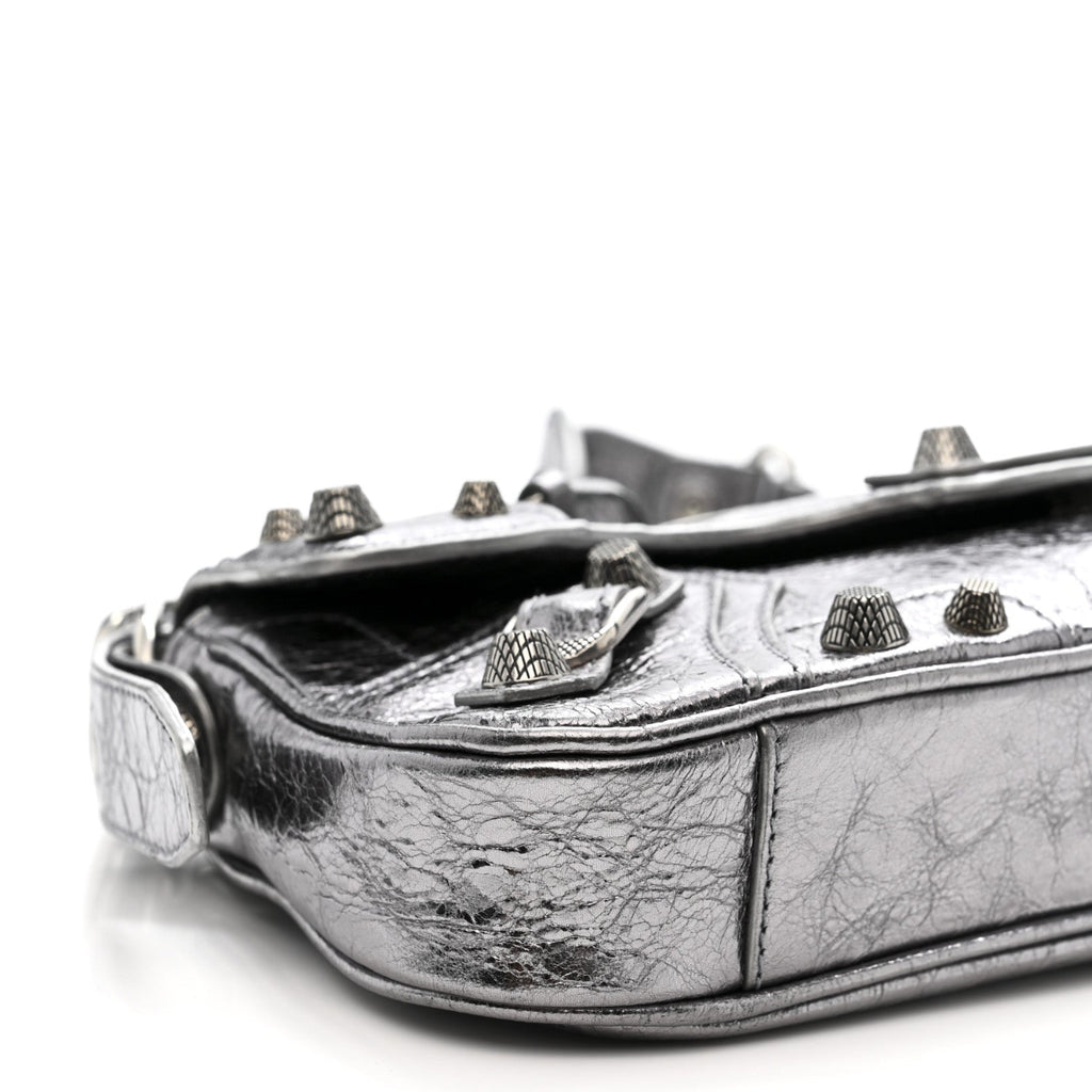 Metallic Agneau Arena Small Le Cagole Sling Bag Silver