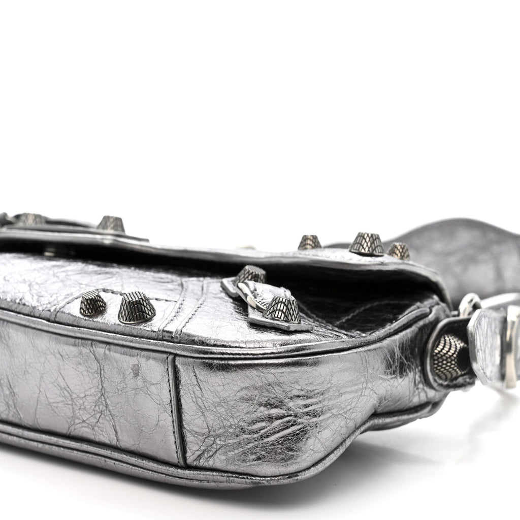 Metallic Agneau Arena Small Le Cagole Sling Bag Silver