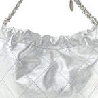 Metallic Calfskin Quilted Chanel 22 Silver