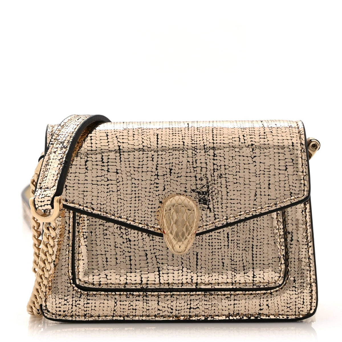 Metallic Calfskin Serpenti Forever Micro Bag Gold