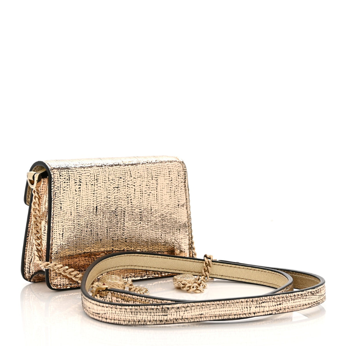 Metallic Calfskin Serpenti Forever Micro Bag Gold