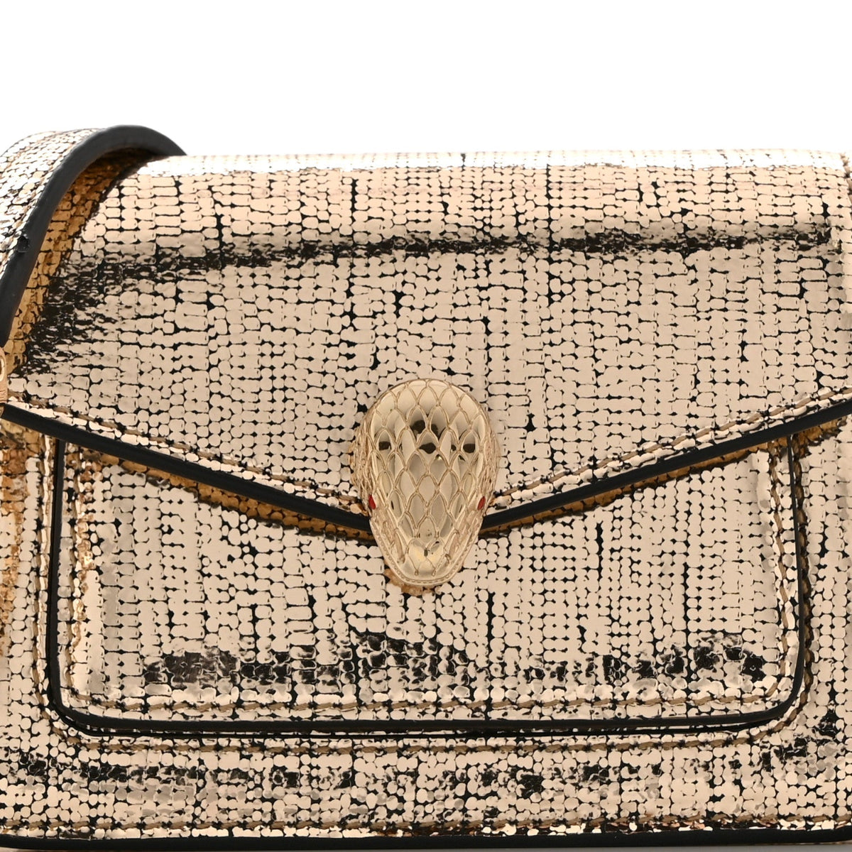Metallic Calfskin Serpenti Forever Micro Bag Gold