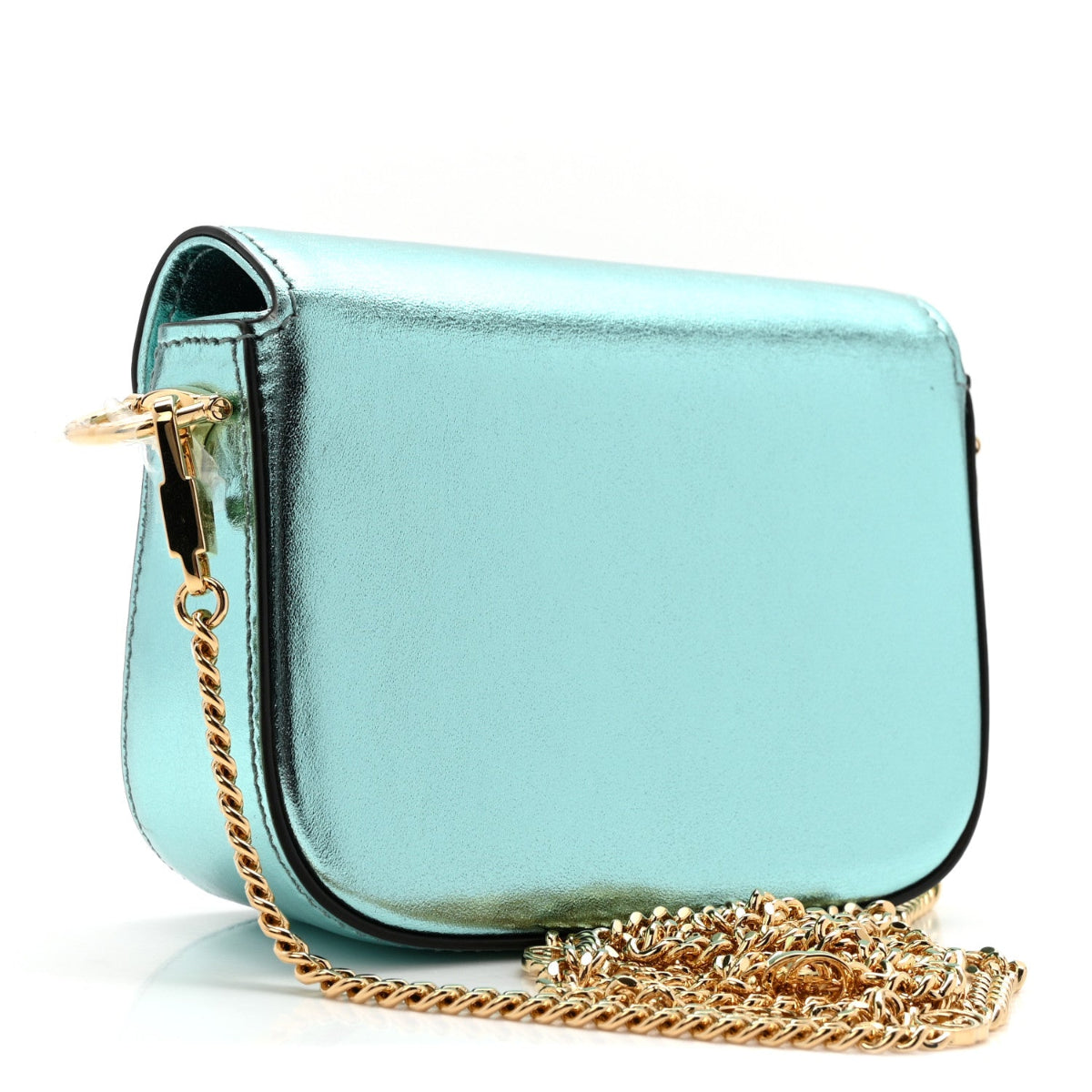 Metallic Calfskin Super Mini Horsebit 1956 Shoulder Bag Light Blue