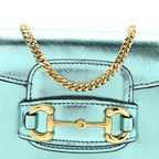 Metallic Calfskin Super Mini Horsebit 1956 Shoulder Bag Light Blue