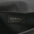 Metallic Crumpled Goatskin Medium Boy Flap Black Gold