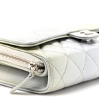 Metallic Goatskin Quilted Ombre Phone Holder Wallet on Removable Chain Grey Green