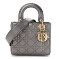 Metallic Lambskin Cannage Small My ABCDior Lady Dior Dark Silver