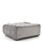 Metallic Lambskin Cannage Small My ABCDior Lady Dior Dark Silver