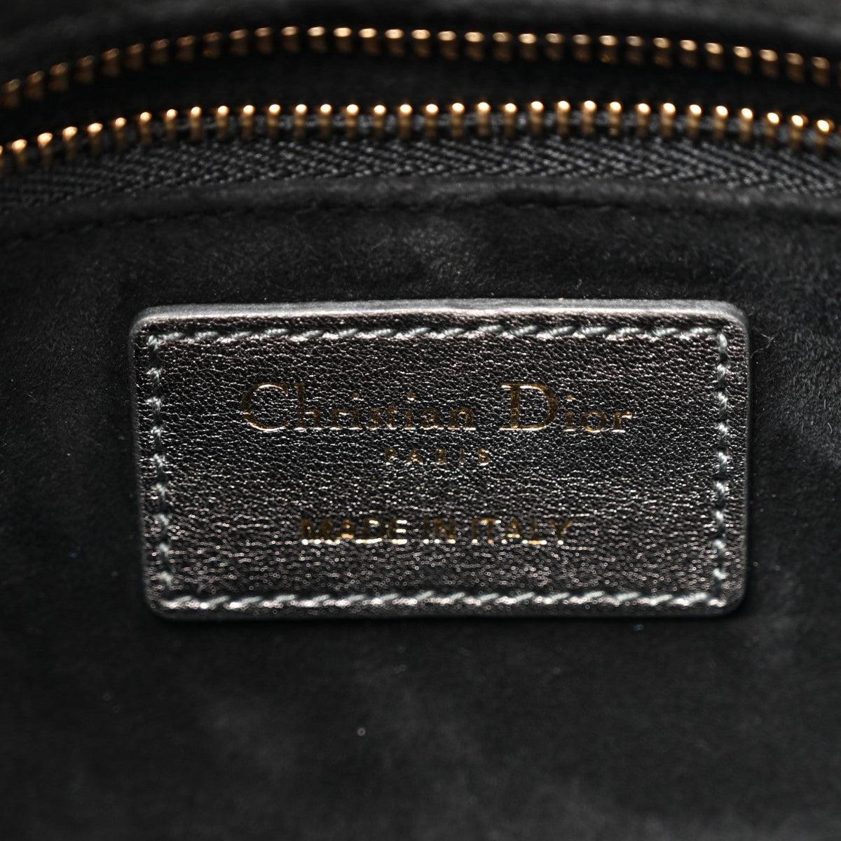 Metallic Lambskin Cannage Small My ABCDior Lady Dior Dark Silver