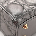 Metallic Lambskin Cannage Small My ABCDior Lady Dior Dark Silver