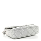 Metallic Lambskin Lacquered Quilted Small Flap Silver