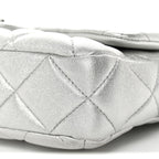Metallic Lambskin Lacquered Quilted Small Flap Silver