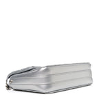 Metallic Lambskin Quilted Mini Maxi CC Flap Argent