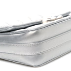 Metallic Lambskin Quilted Mini Maxi CC Flap Argent
