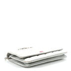 Metallic Lambskin Quilted Wallet On Chain WOC Silver