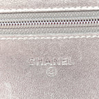 Metallic Lambskin Quilted Wallet On Chain WOC Silver