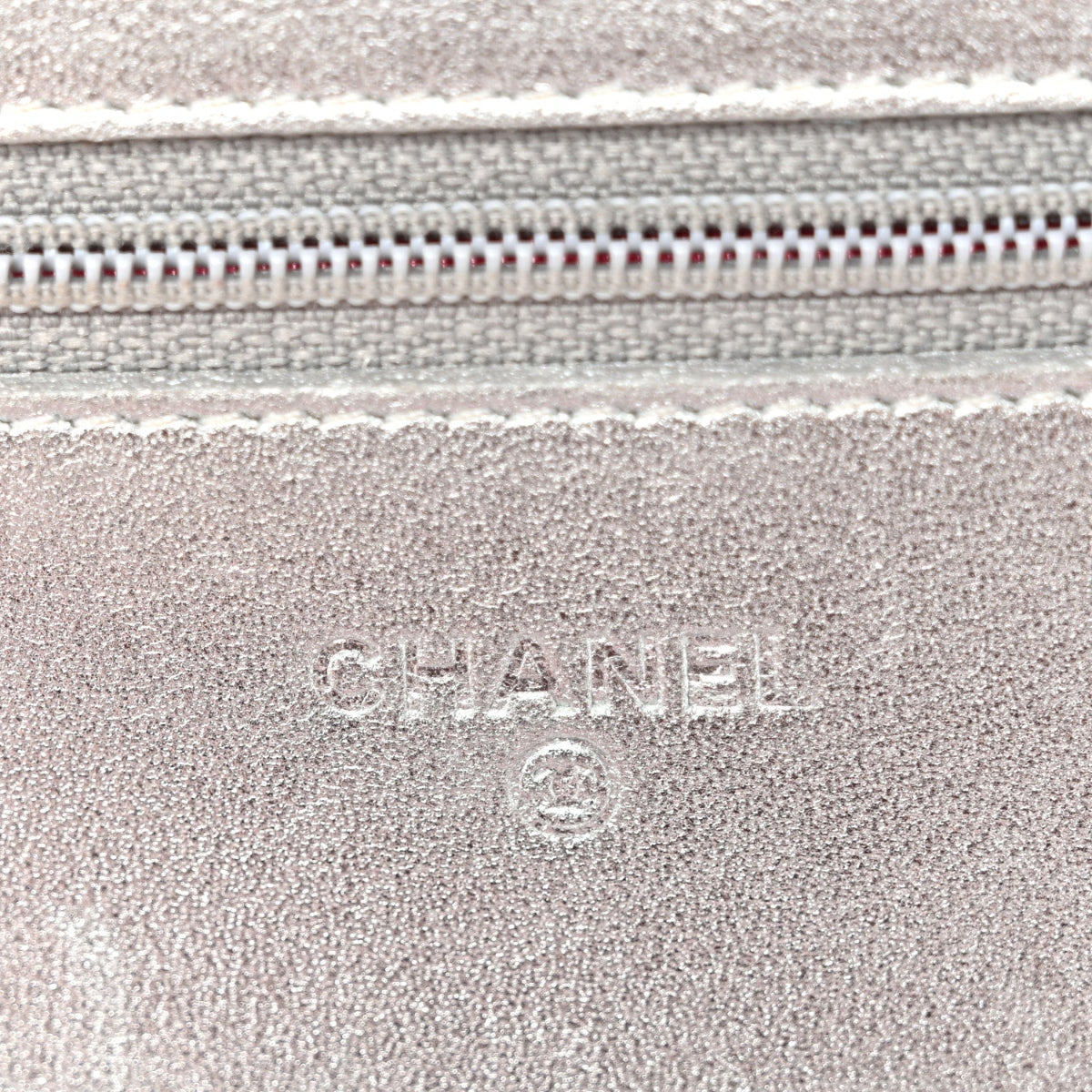 Metallic Lambskin Quilted Wallet On Chain WOC Silver