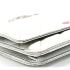 Metallic Lambskin Quilted Wallet On Chain WOC Silver