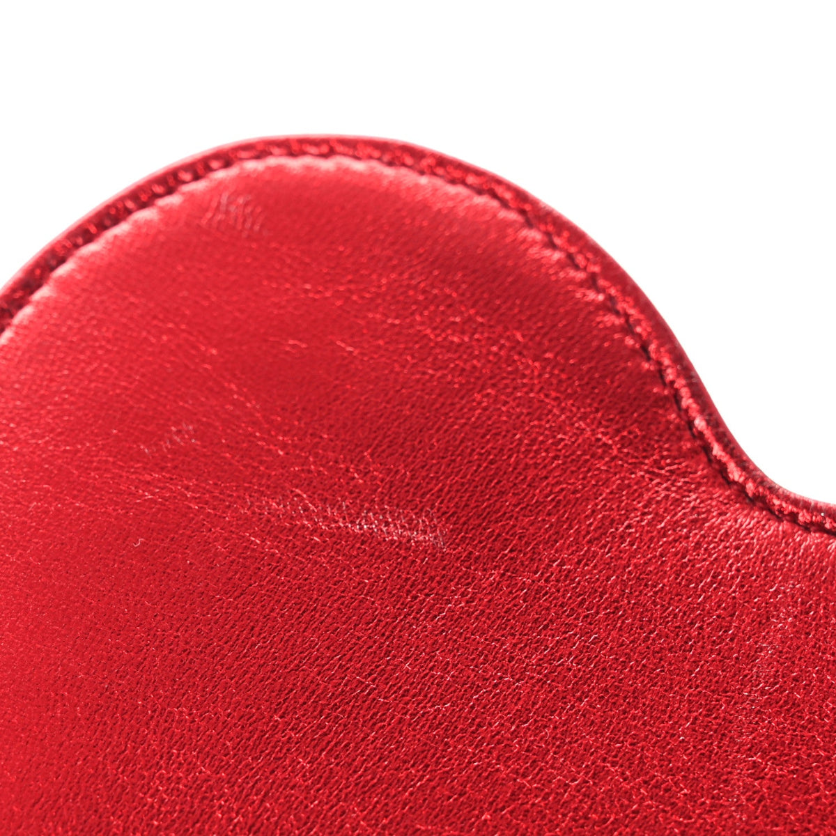 Metallic Lambskin Small Love Heart Chain Bag Red