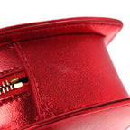 Metallic Lambskin Small Love Heart Chain Bag Red