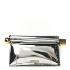 Metallic Patent Calfskin La Pochette Rond Carre Silver
