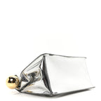 Metallic Patent Calfskin La Pochette Rond Carre Silver